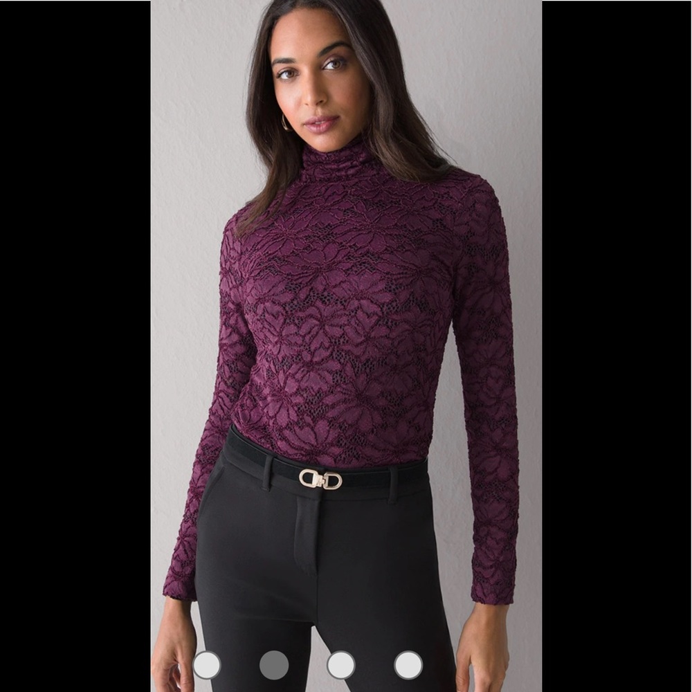 White House Black Market lace turtleneck with lace cutout design size XS. NWT